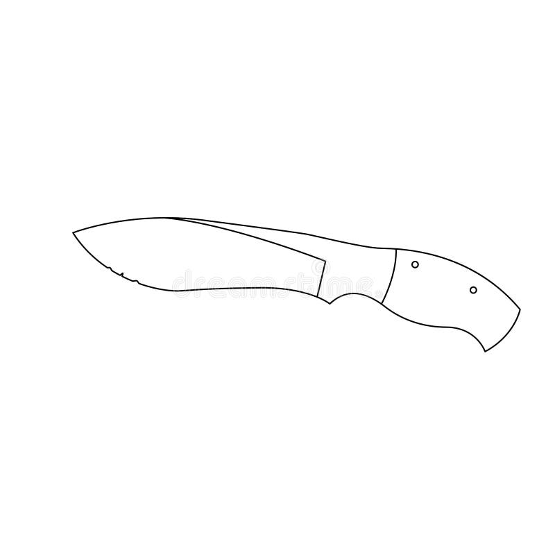Bowie knife outline coloring page stock illustration
