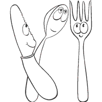 Knife spoon fork coloring pages