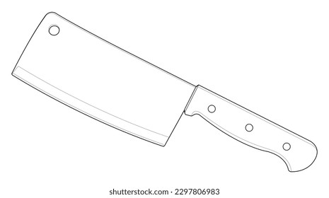 Coloring page kitchen knife wooden handle stock vector royalty free
