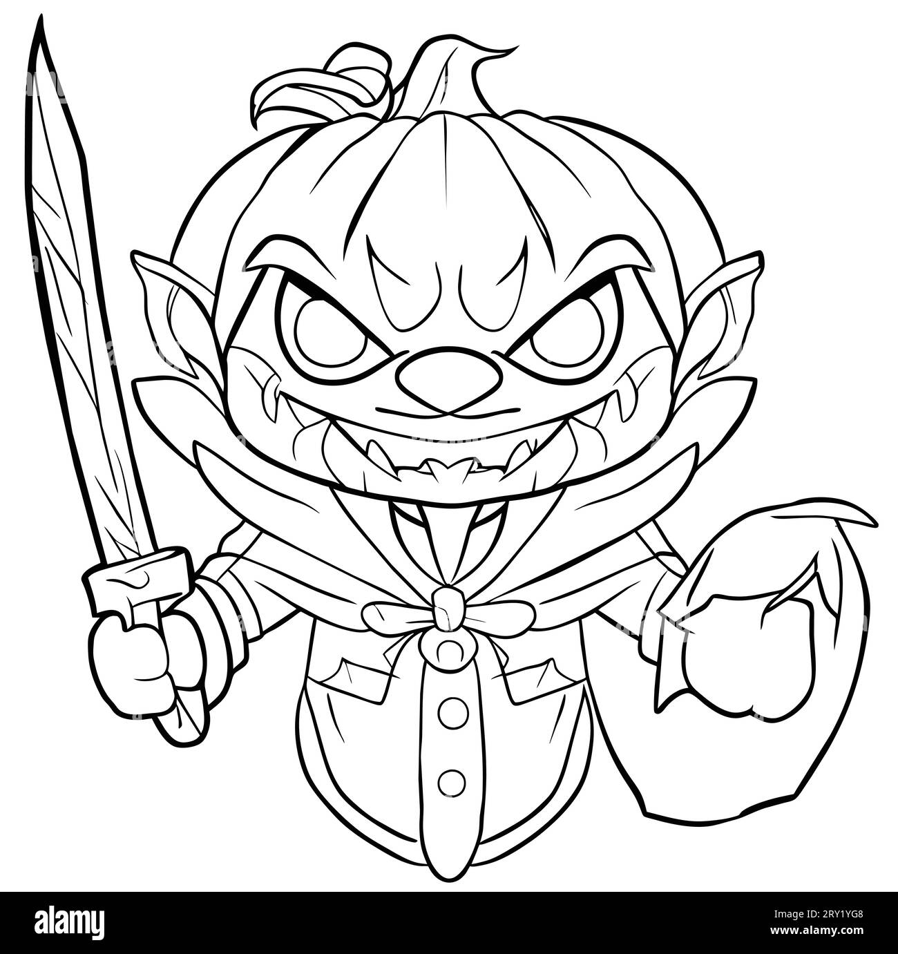 Pumpkin with knife coloring page vector stock vector image art