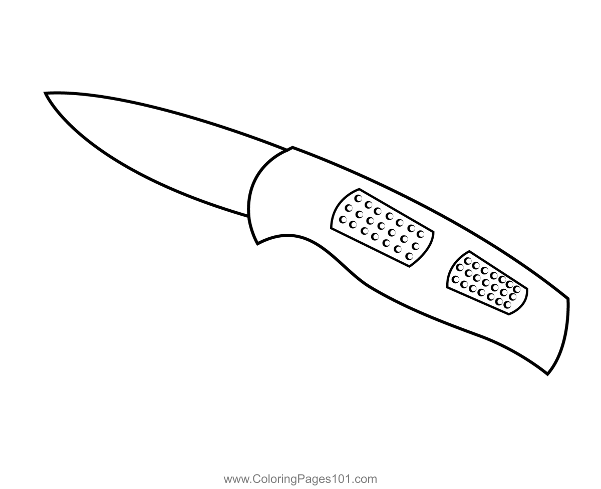 Cutting board and knife coloring page for kids