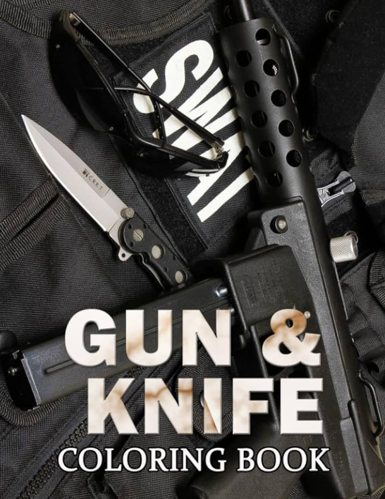 Gun knife coloring book amazing coloring pages with firearm illustrations for all ages to relax and release stress world painting books