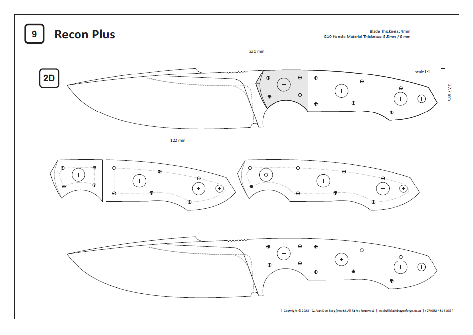 Recon knife template â black dragon forge