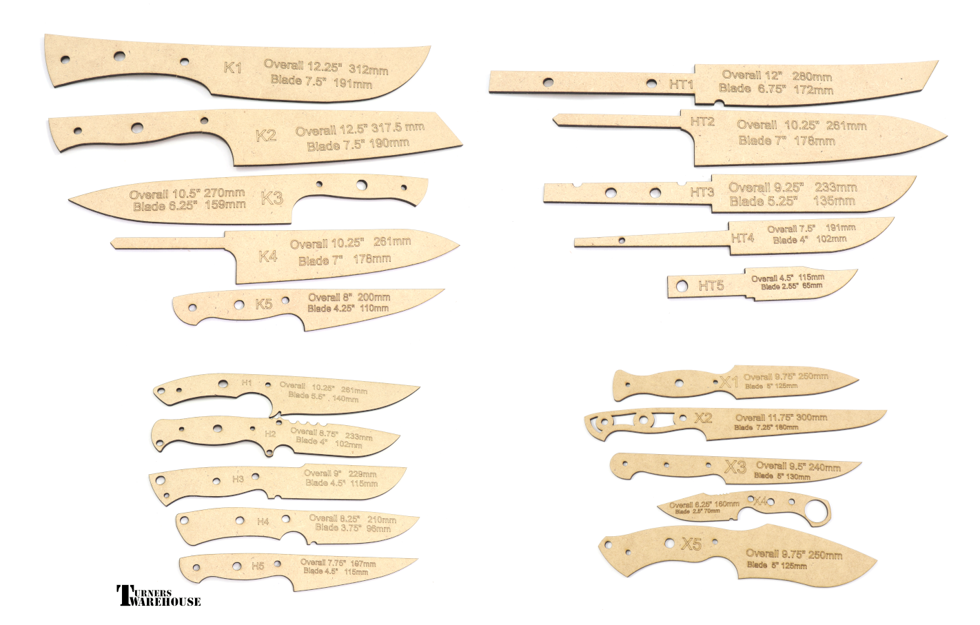 Knife templates â turners warehouse