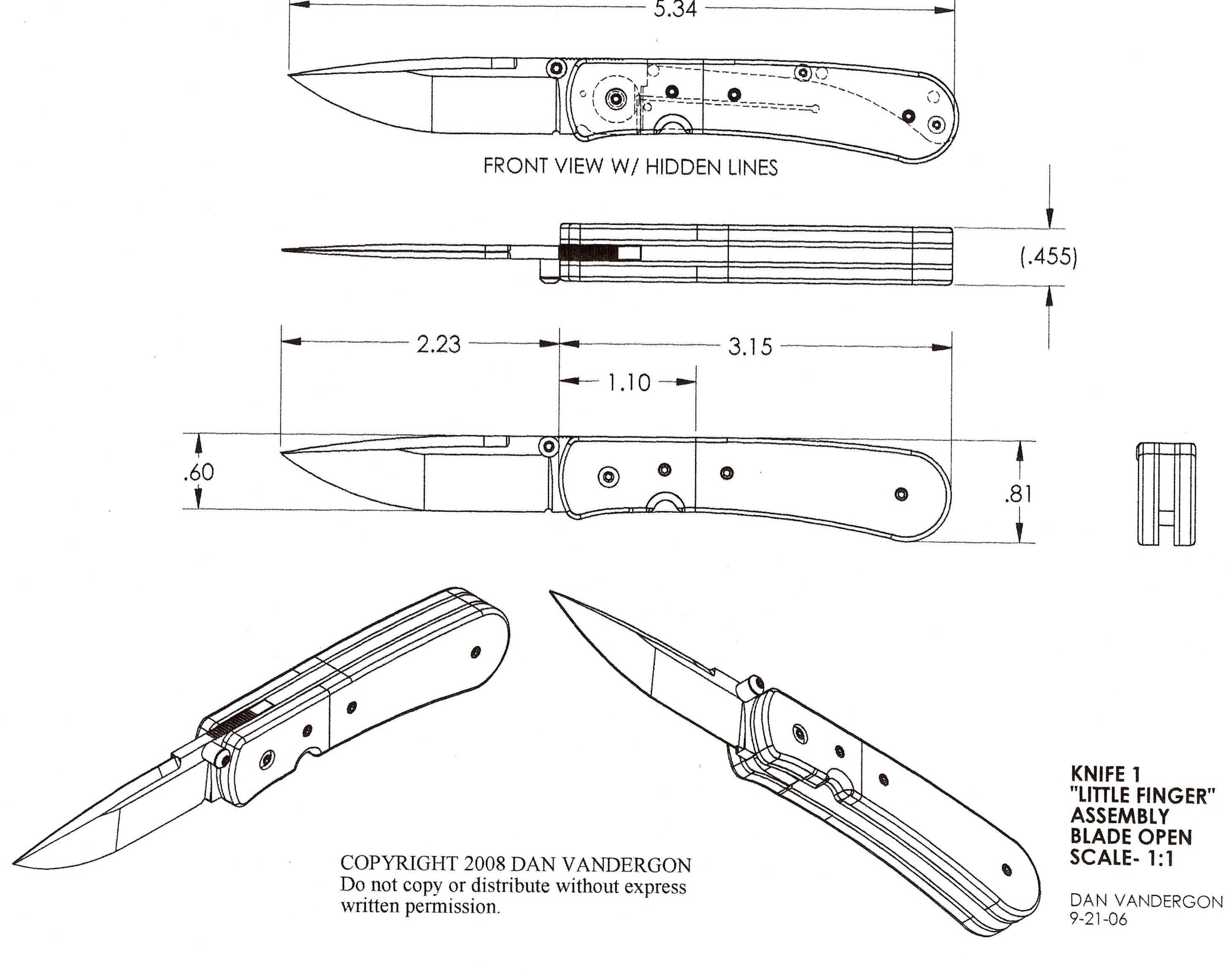 Printable liner lock knife template