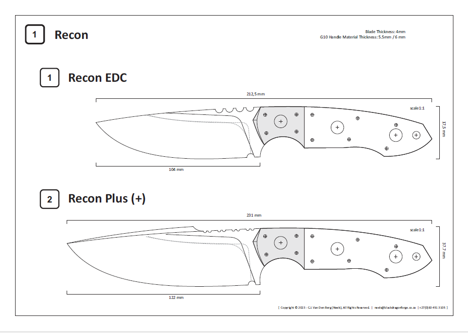 Recon knife template â black dragon forge