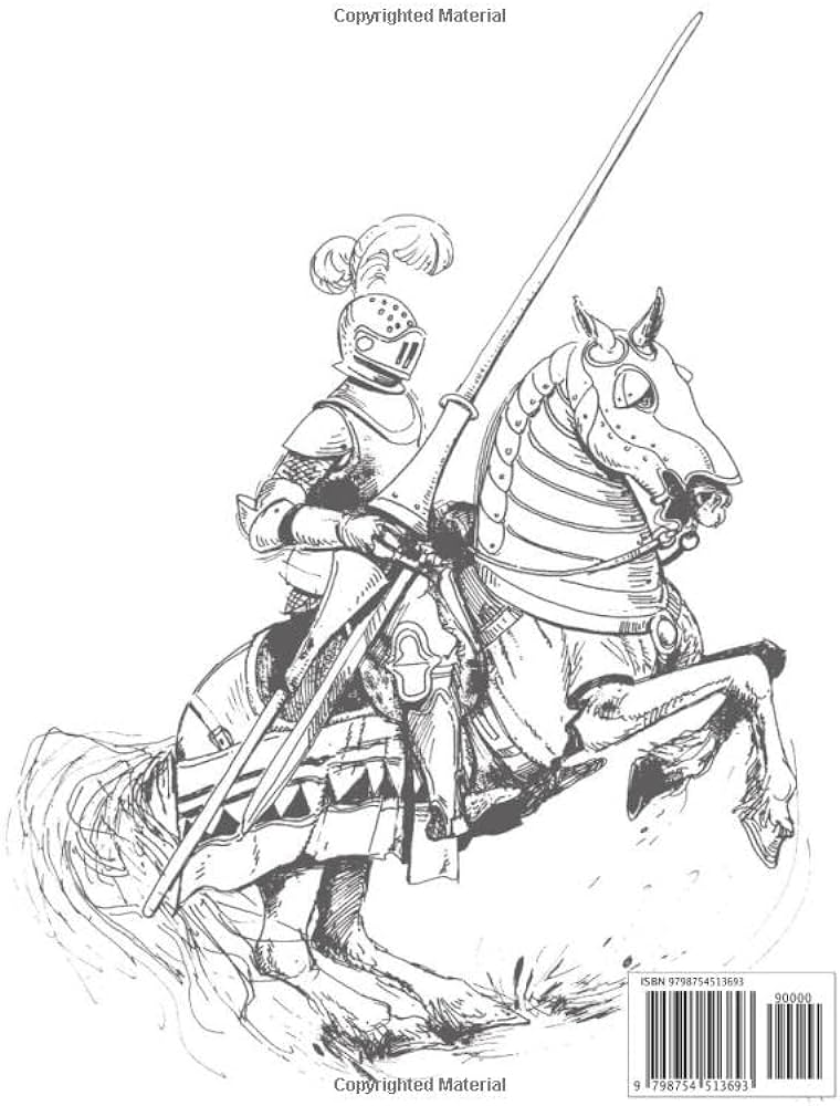 Knight coloring book knights coloring pages for adults and kids medieval era colouring book knights with swords armors and ancient weapons publishing mino kitap