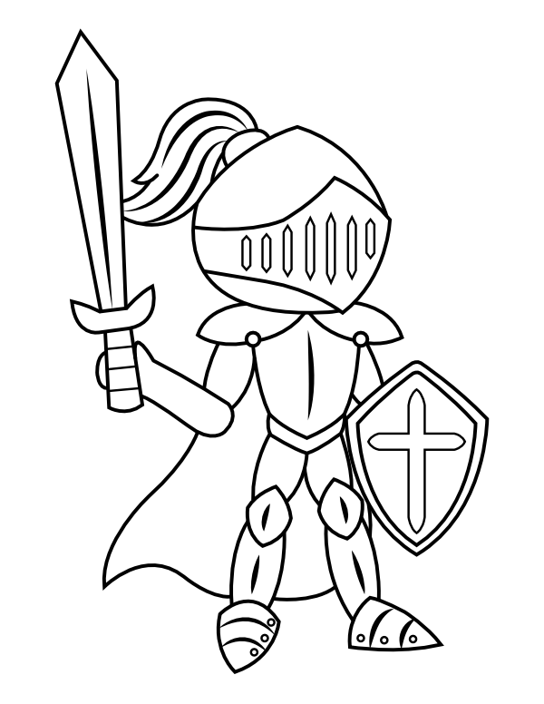 Printable knight coloring page