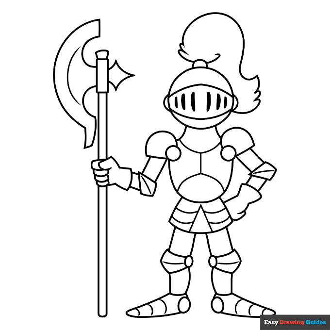 Cartoon knight coloring page easy drawing guides