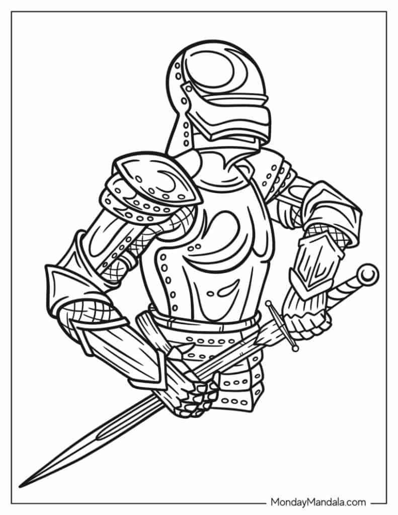 Knight coloring pages free pdf printables