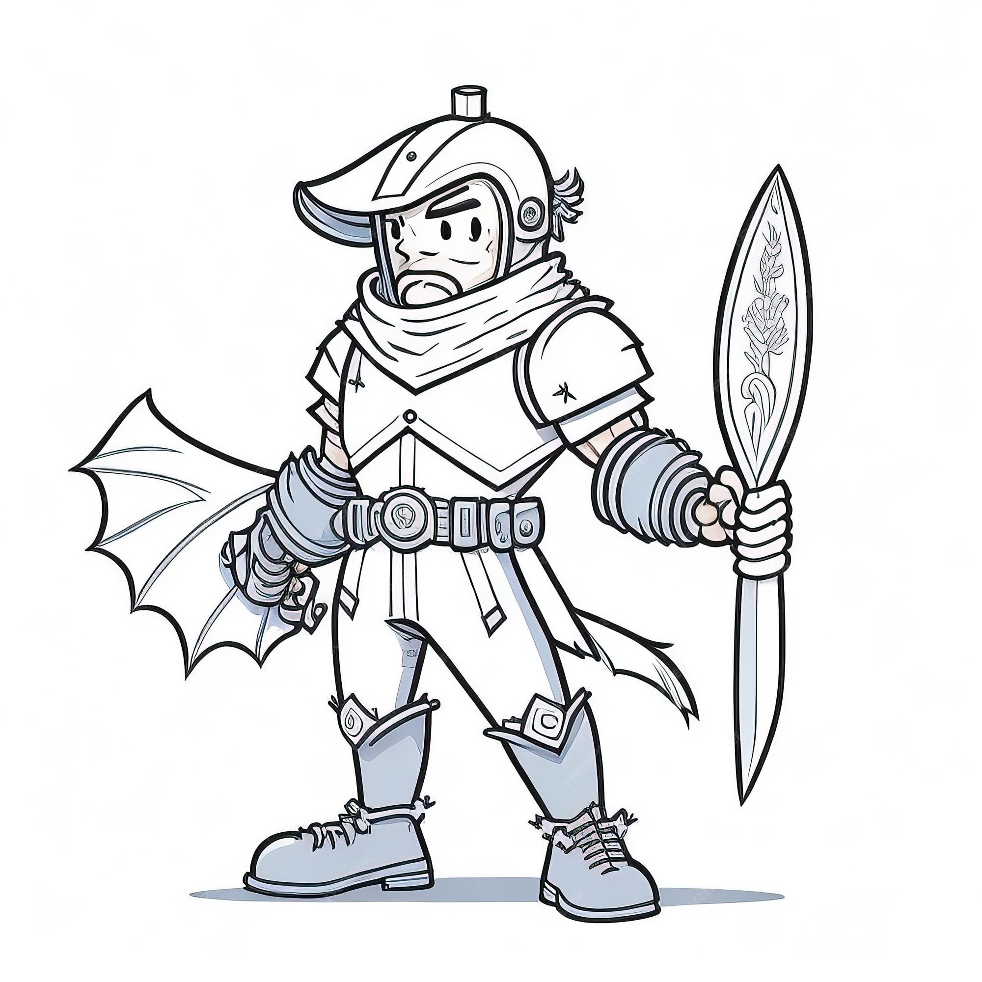 Premium vector medieval knight coloring book brave cartoon characters in action