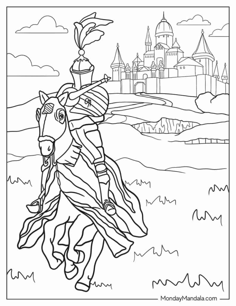 Knight coloring pages free pdf printables