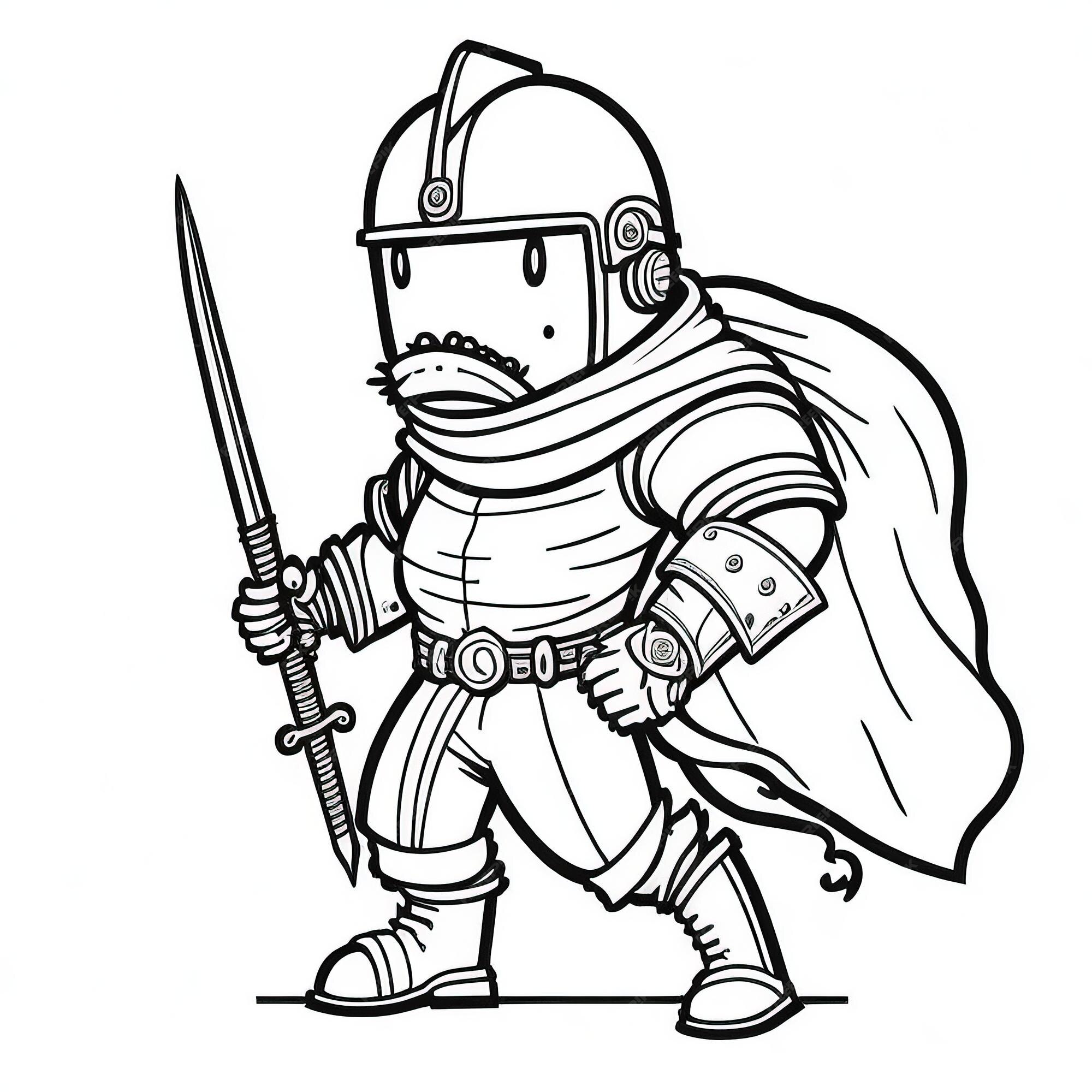 Premium vector medieval knight coloring pages funfilled brave cartoon characters