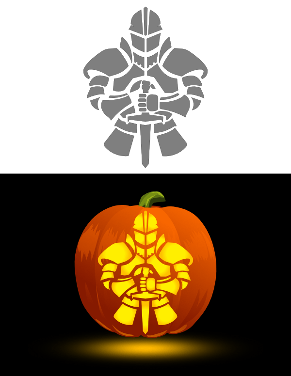 Printable knight pumpkin stencil