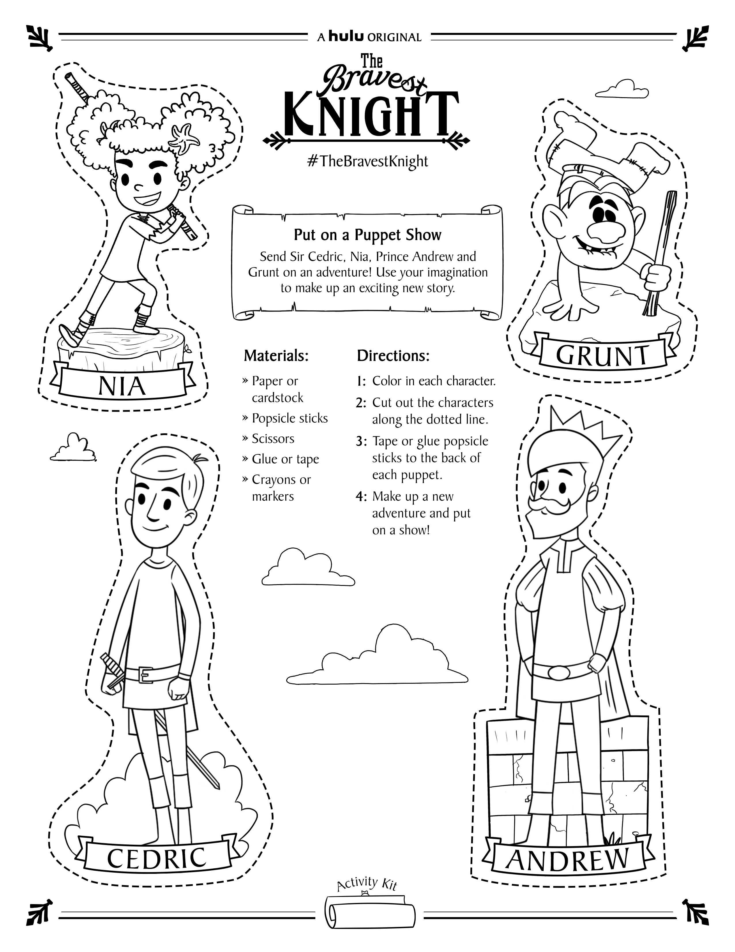 The bravest knight coloring and activities page