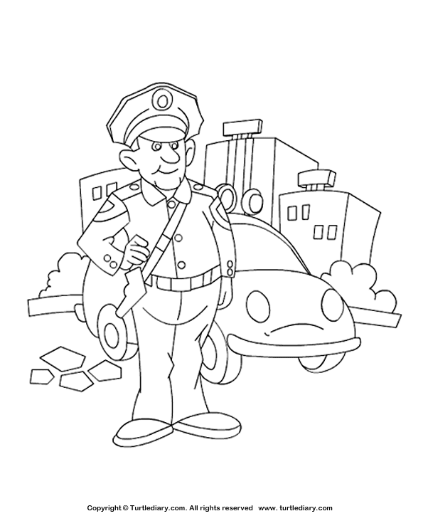 Policeman coloring sheet turtle diary