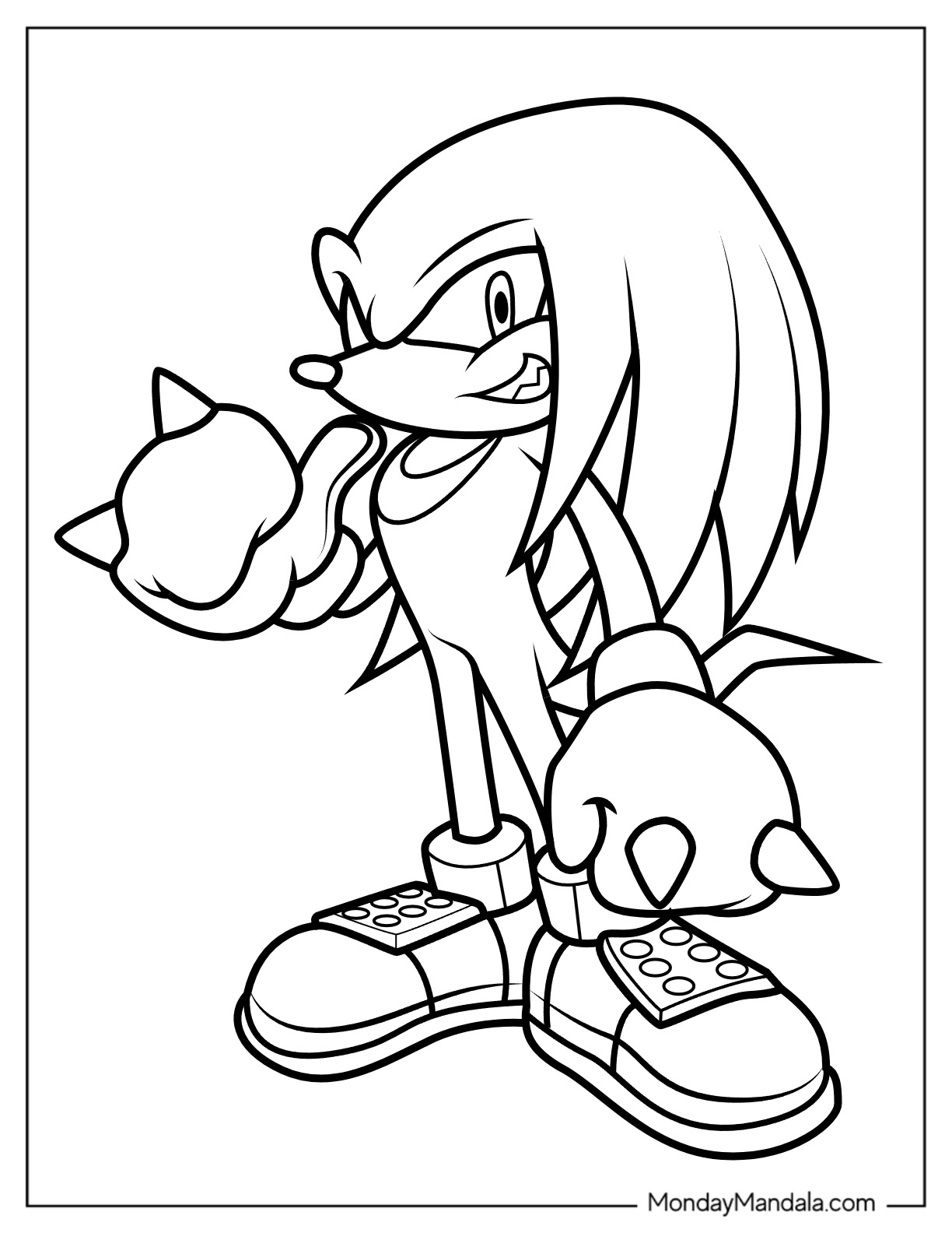 Knuckles coloring pages free pdf printables