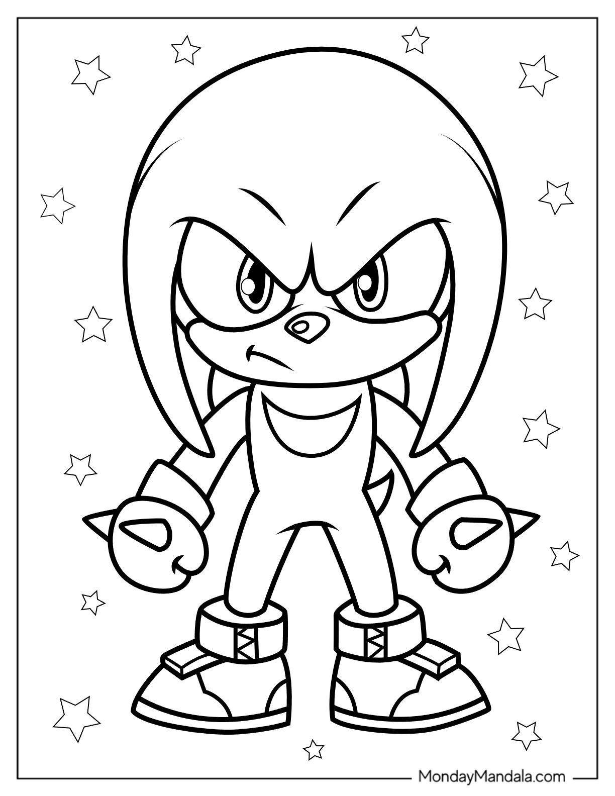 Knuckles coloring pages free pdf printables