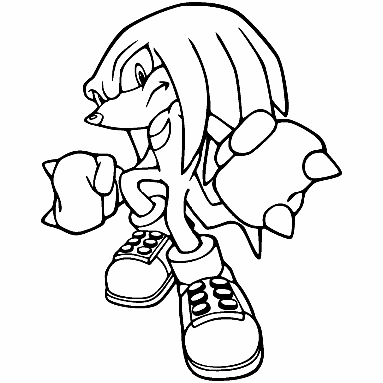 Knuckles the echidna coloring page