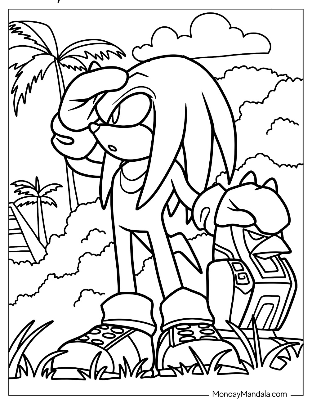 Knuckles coloring pages free pdf printables