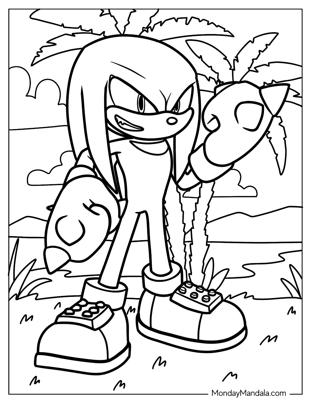 Knuckles coloring pages free pdf printables