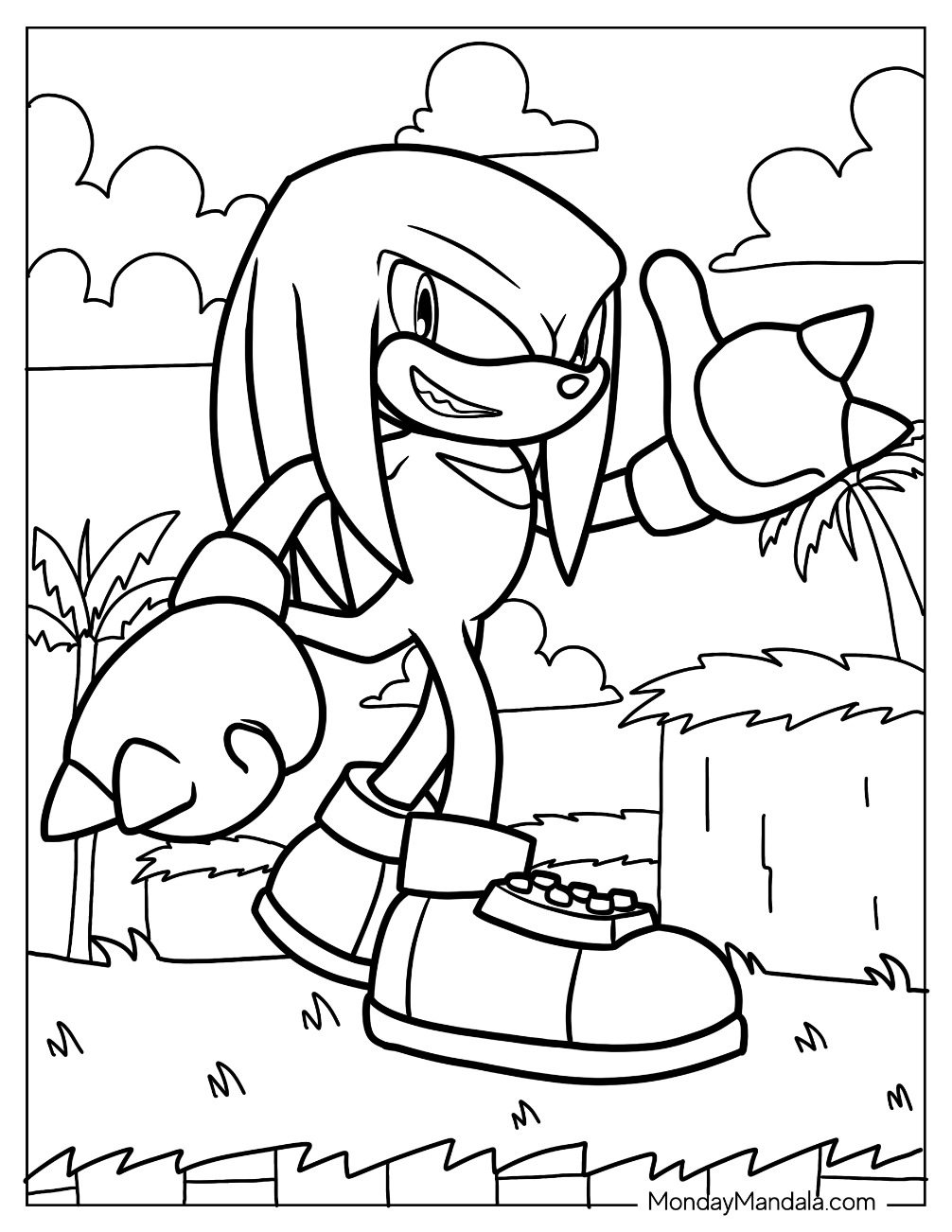 Knuckles coloring pages free pdf printables