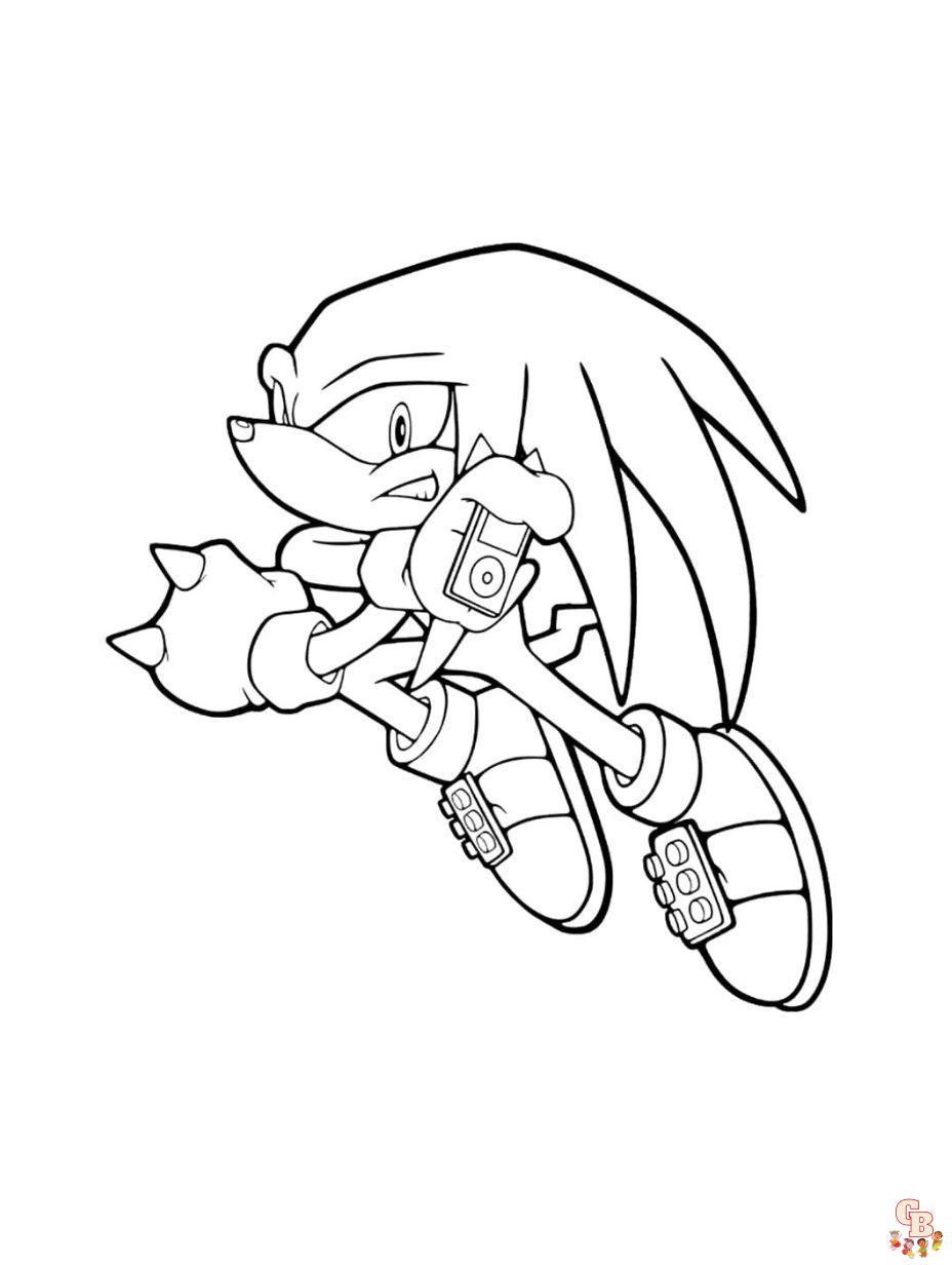 Cute knuckles the echidna coloring pages
