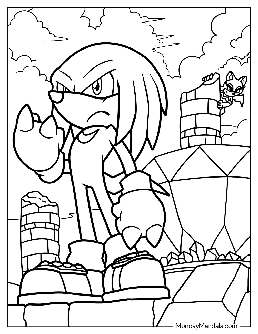 Knuckles coloring pages free pdf printables