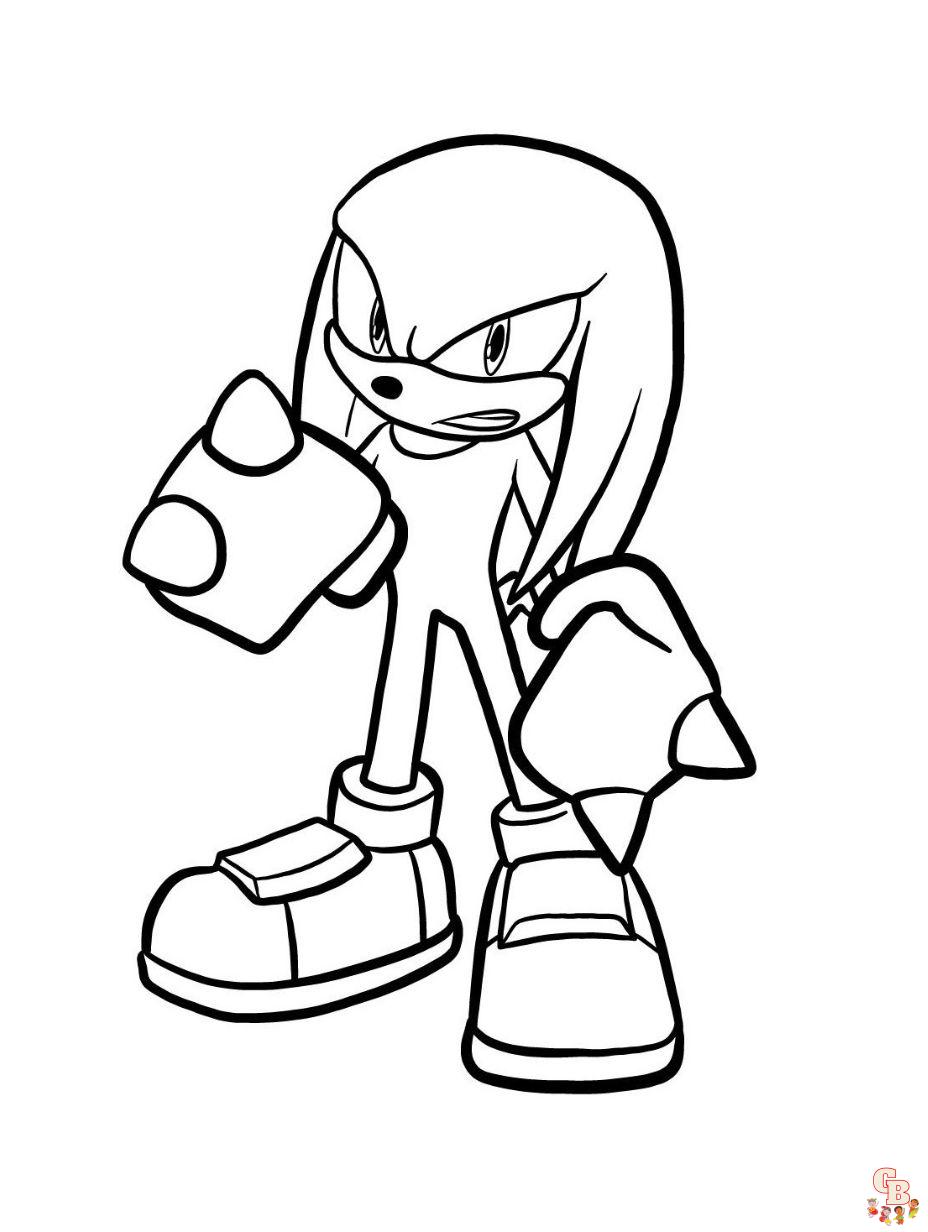Cute knuckles the echidna coloring pages