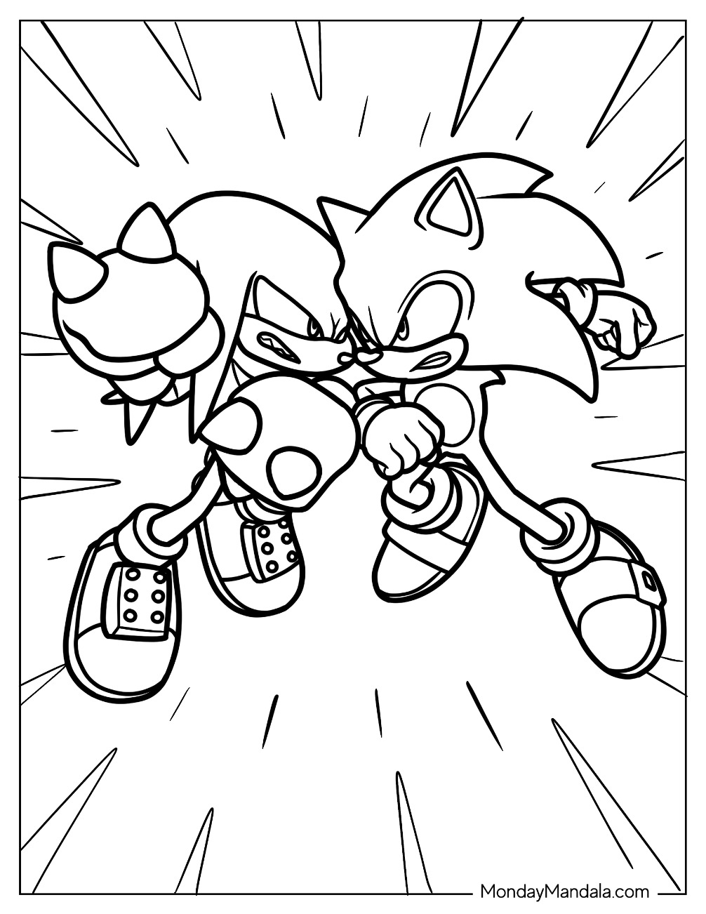 Knuckles coloring pages free pdf printables