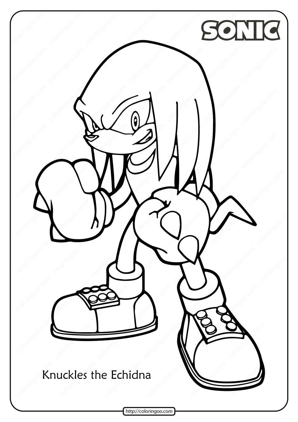 Knuckles the echidna printable coloring pages coloring pages cartoon coloring pages printable coloring pages