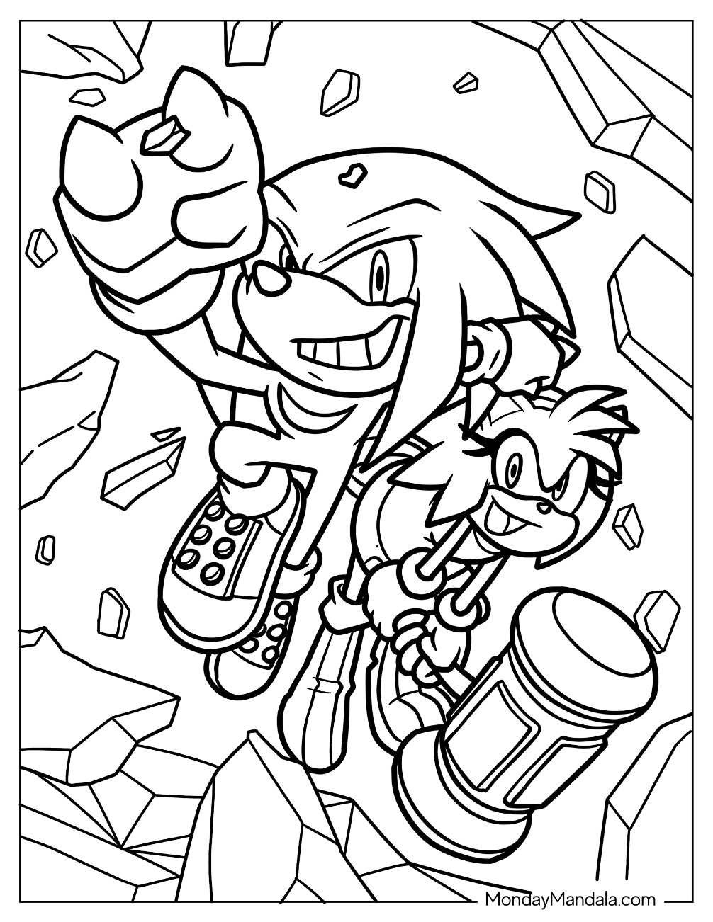 Knuckles coloring pages free pdf printables