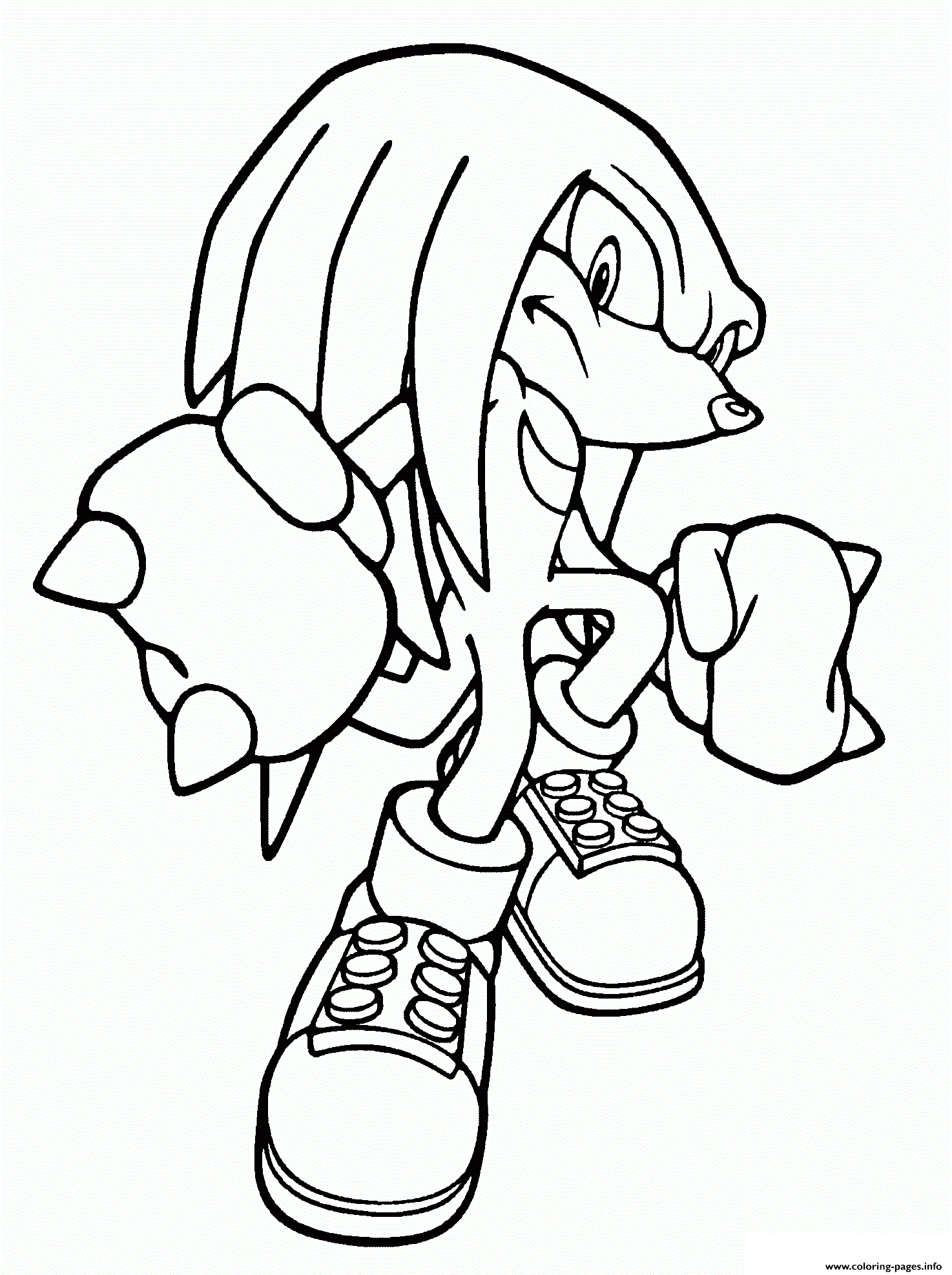 Knuckles the echidna coloring page printable