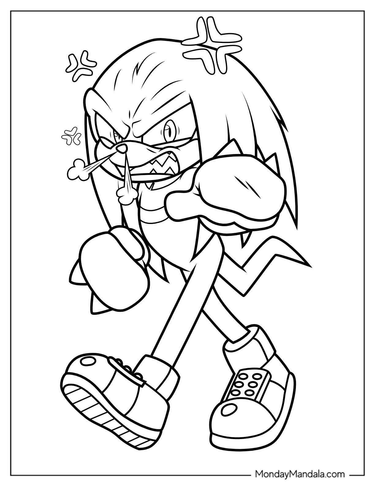 Knuckles coloring pages free pdf printables