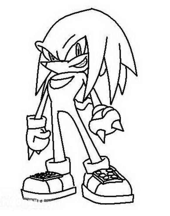 Knuckles the echidna standing coloring page