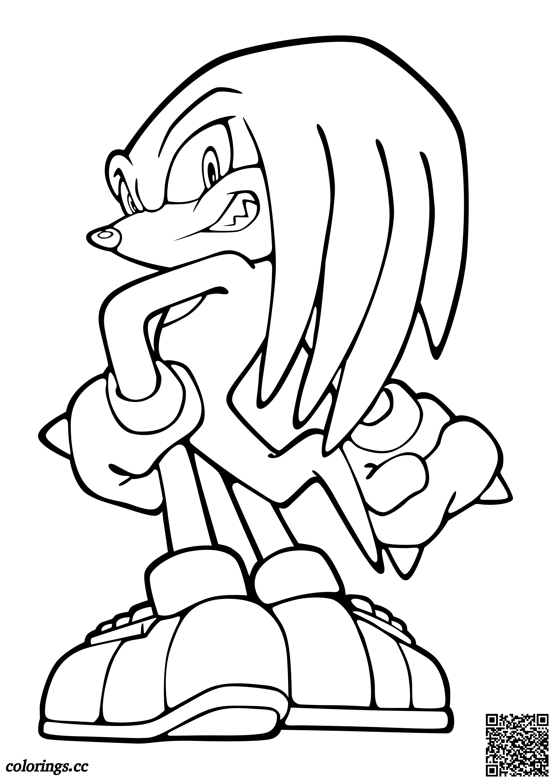 Echidna knuckles looked back coloring pages sonic the hedgehog coloring pages