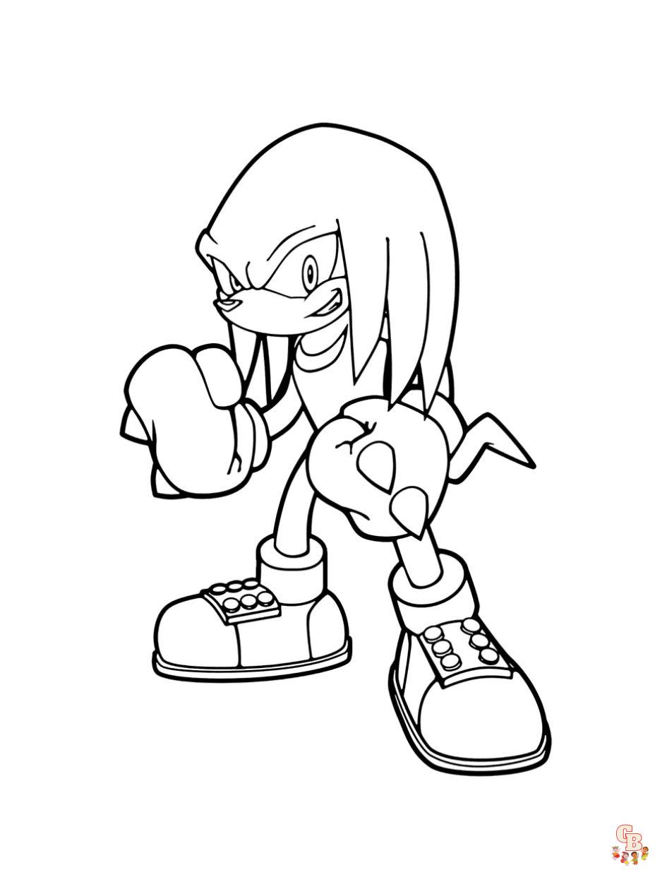 Cute knuckles the echidna coloring pages