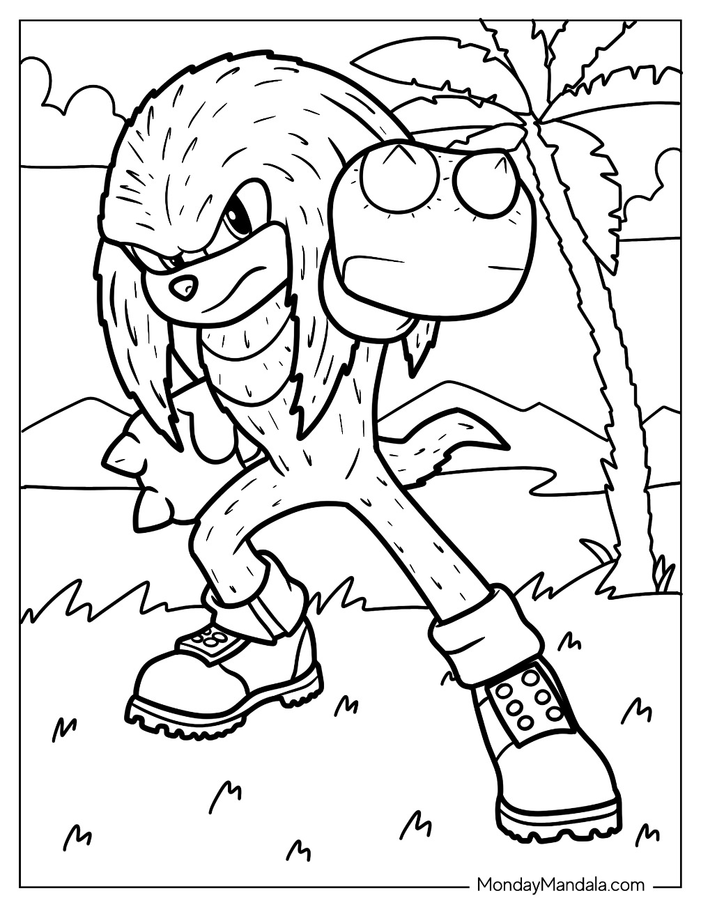 Knuckles coloring pages free pdf printables