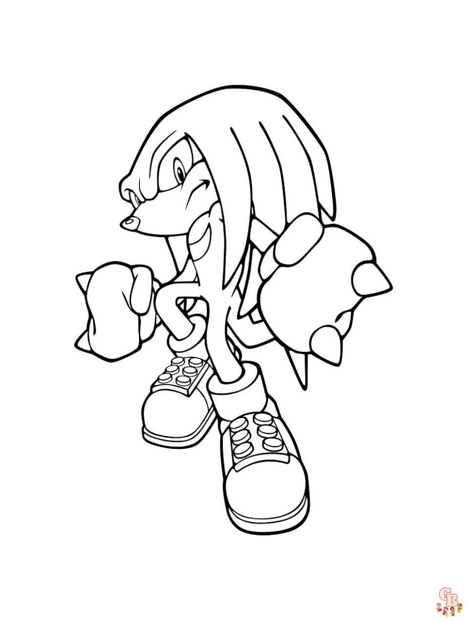 Cute knuckles the echidna coloring pages