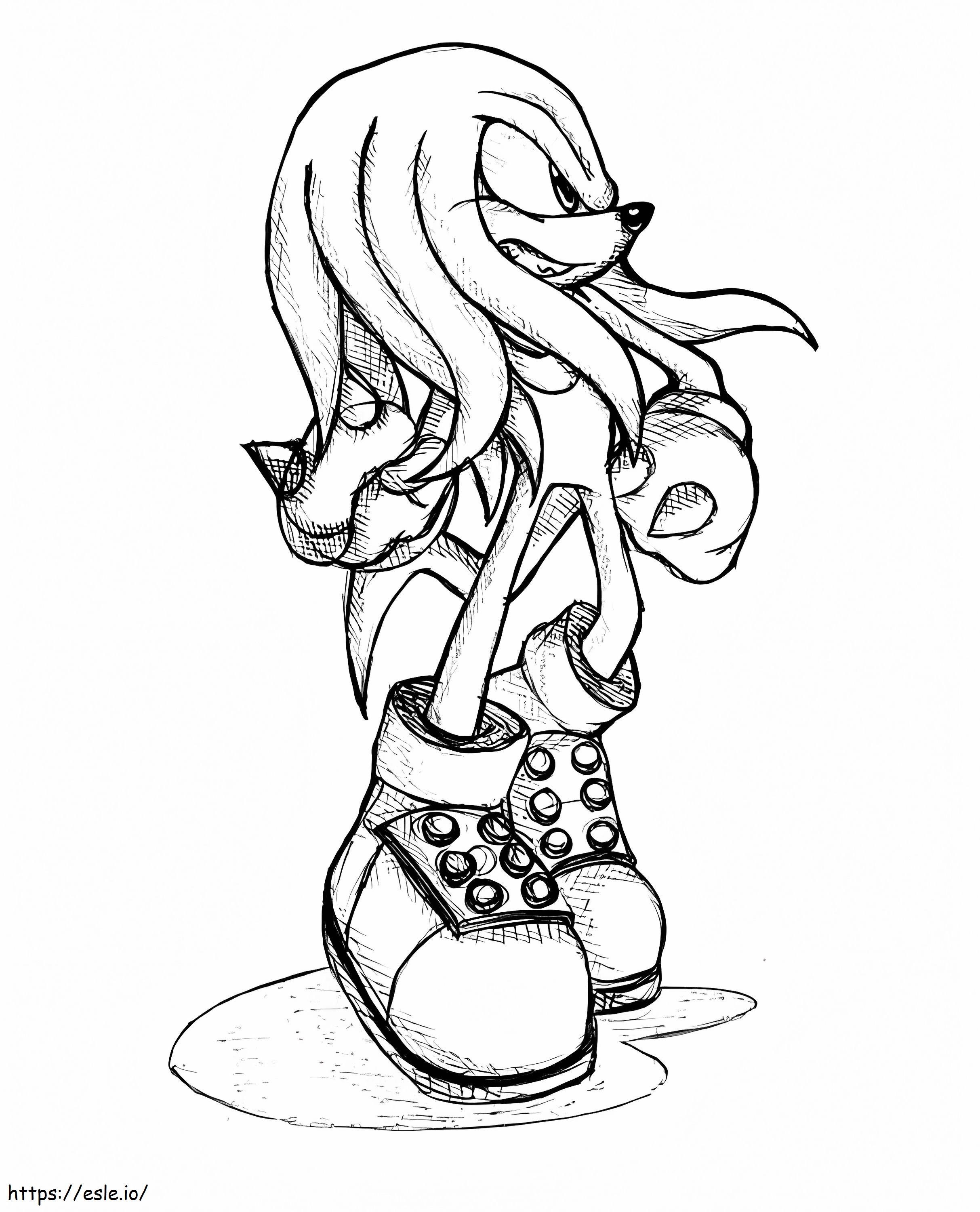 Knuckles the echidna sketch coloring page