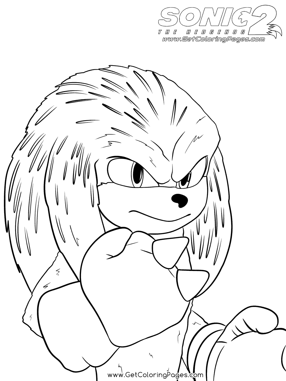 Sonic knuckles from sonic the hedgehog coloring page