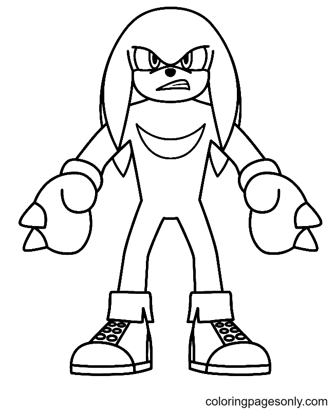 Knuckles from sonic movie coloring page