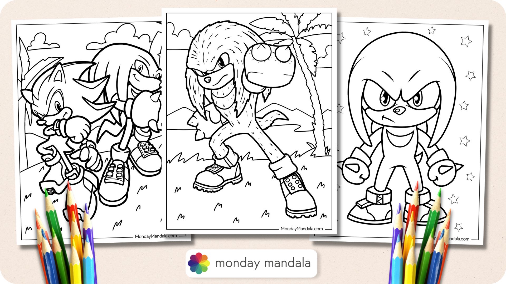 Knuckles coloring pages free pdf printables