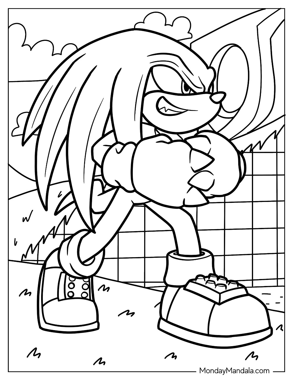 Knuckles coloring pages free pdf printables