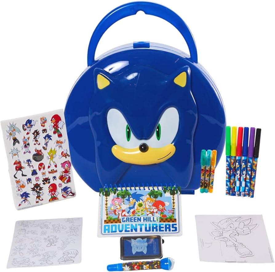 Innovative designs sonic the hedgehog coloring sticker activity set for kids with travel carrying case toys games