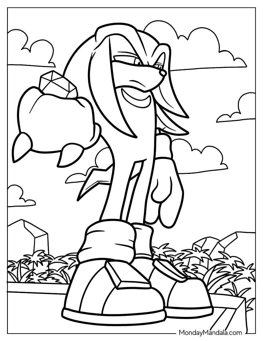 Knuckles coloring pages free pdf printables