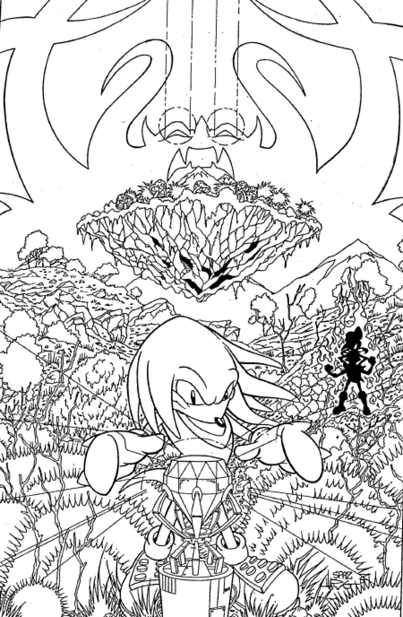 Sonic the hedgeblog on x artwork that appeared as a coloring page downloadable from archie ics website in the early s this art is the cover for the knuckles the echidna