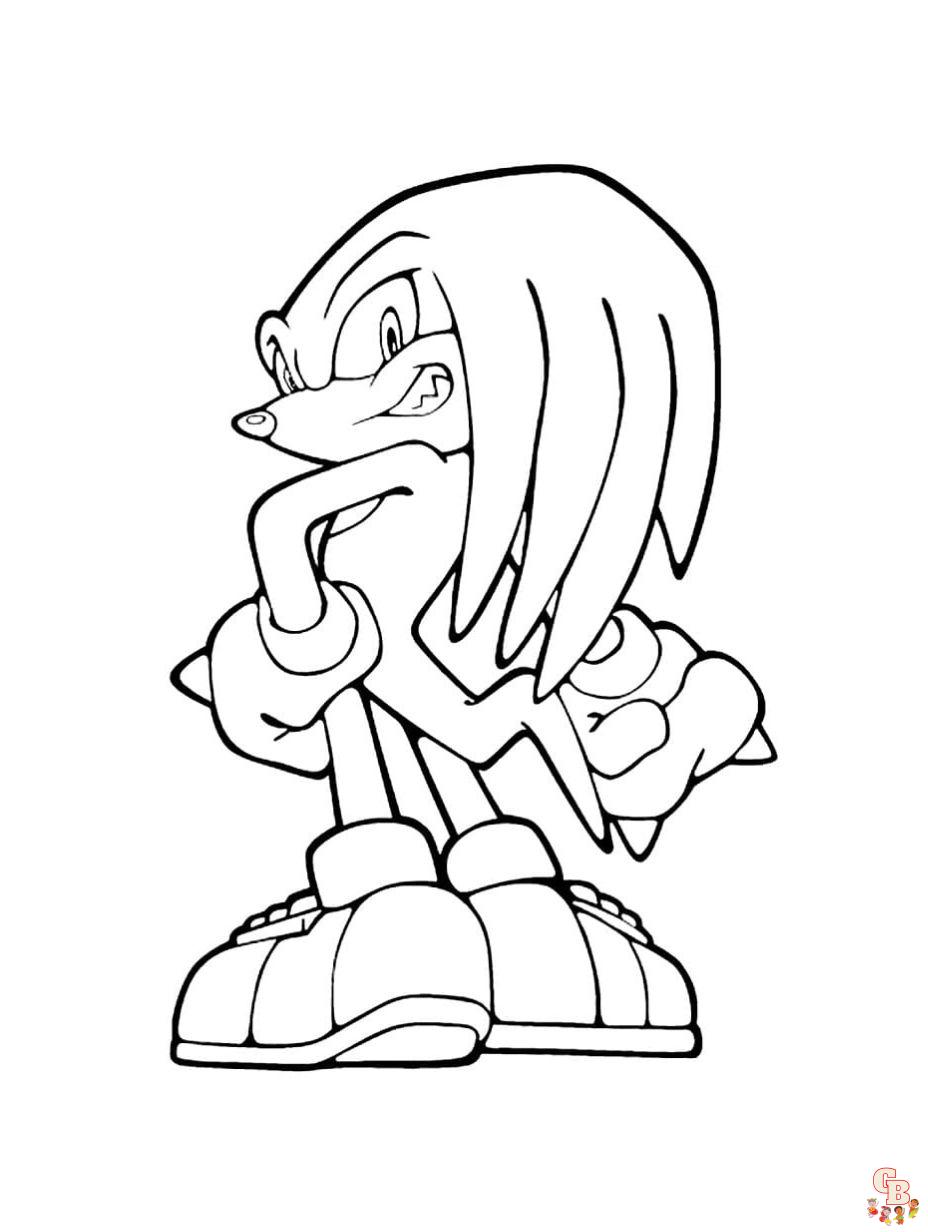 Cute knuckles the echidna coloring pages