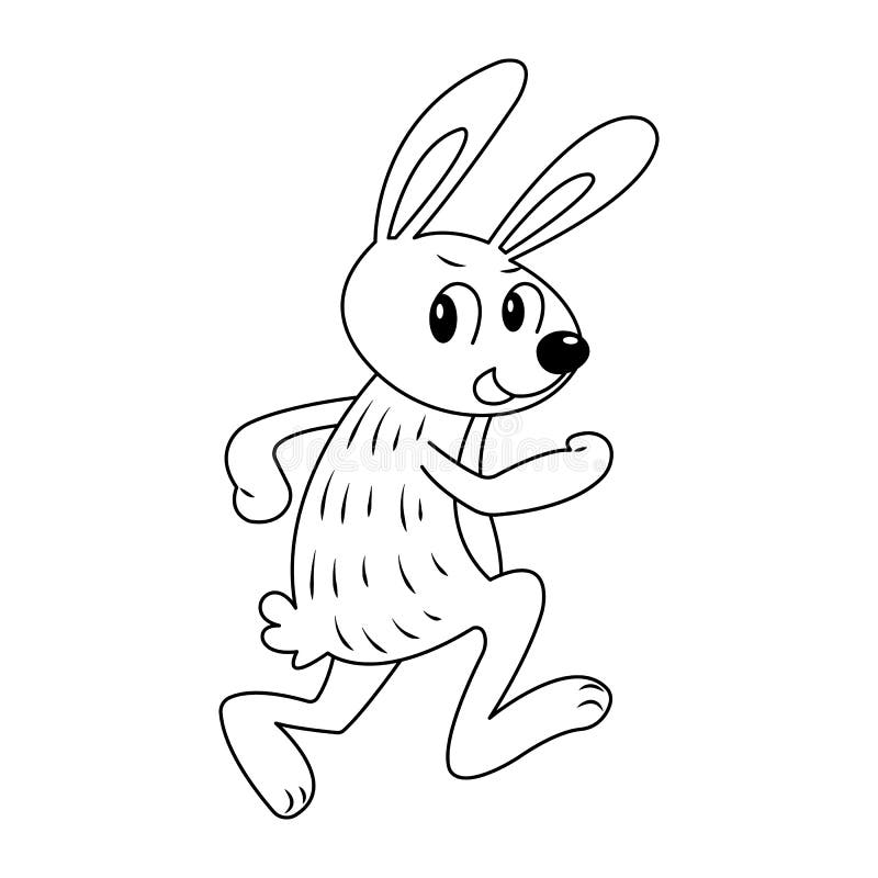 Running rabbit colorless stock vector illustration of character