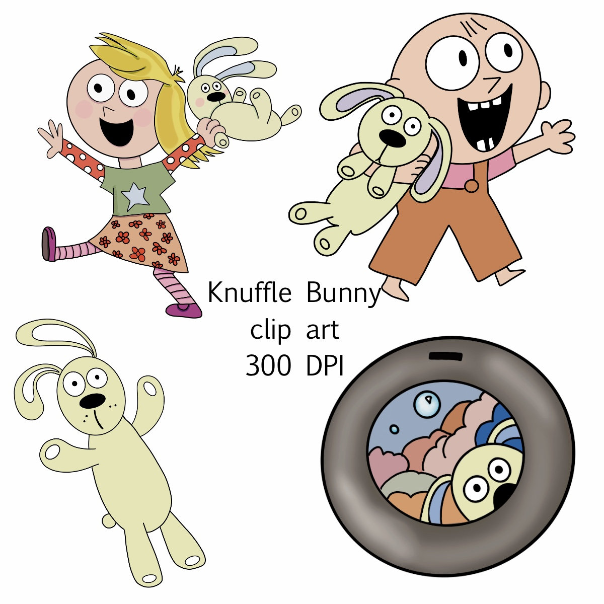 Knuffle bunny clip art storytelling aid party decor classroom decor instant digital download instant download